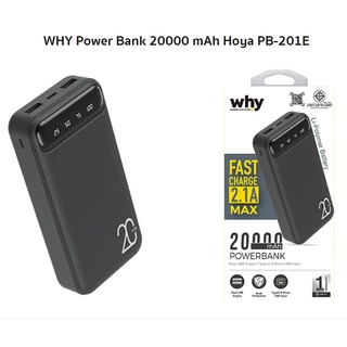 Why Power bank 20000 mAh (Lithium polymer) มี 2 ช่อง ชาร์จเร็วกระแส 2.1A รุ่นPB-201E