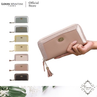 Louis Montini (Fiona Colletion) กระเป๋าสตางค์หนังวัวแท้ กระเป๋าผู้หญิงแฟชั่นซิปรอบ Zip Around Wallet – WL15