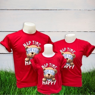 เสื้อ ครอบครัว  ลายหมีน้อย NAP TIME  HAPPY HOURS ทั้งใส่ได้ ทั้งชาย และ ผู้หญิง ✅ ผ้าcotton100% คุณภาพจากที่ร้าน