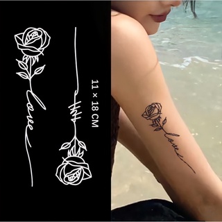 【Mars Tattoo】ใหม่ สติกเกอร์รอยสักชั่วคราว ลายดอกกุหลาบ กุหลาบ D020 กึ่งถาวร ติดทนนาน 2 สัปดาห์