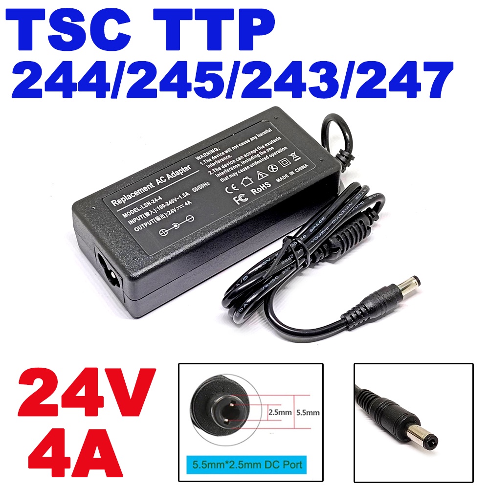 Power Adaptor 24V 4A AC Adapter Power Charger for TSC TTP 244 / 245 / 243 / 247 Pro Desktop Printer 