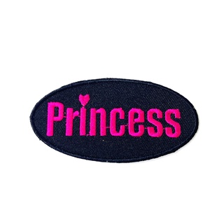 ตัวรีดตัวอักษร princess สีชมพูพื้นดำ ตัวรีดติดเสื้อ ตัวรีด (Size M) อาร์มรีด อาร์มรีดติดเสื้อ