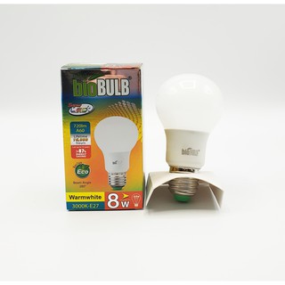 💡💡 หลอด LED Bulb ยี่ห้อ Biobulb 8W E27 แสง วอร์มไวท์ 💡💡