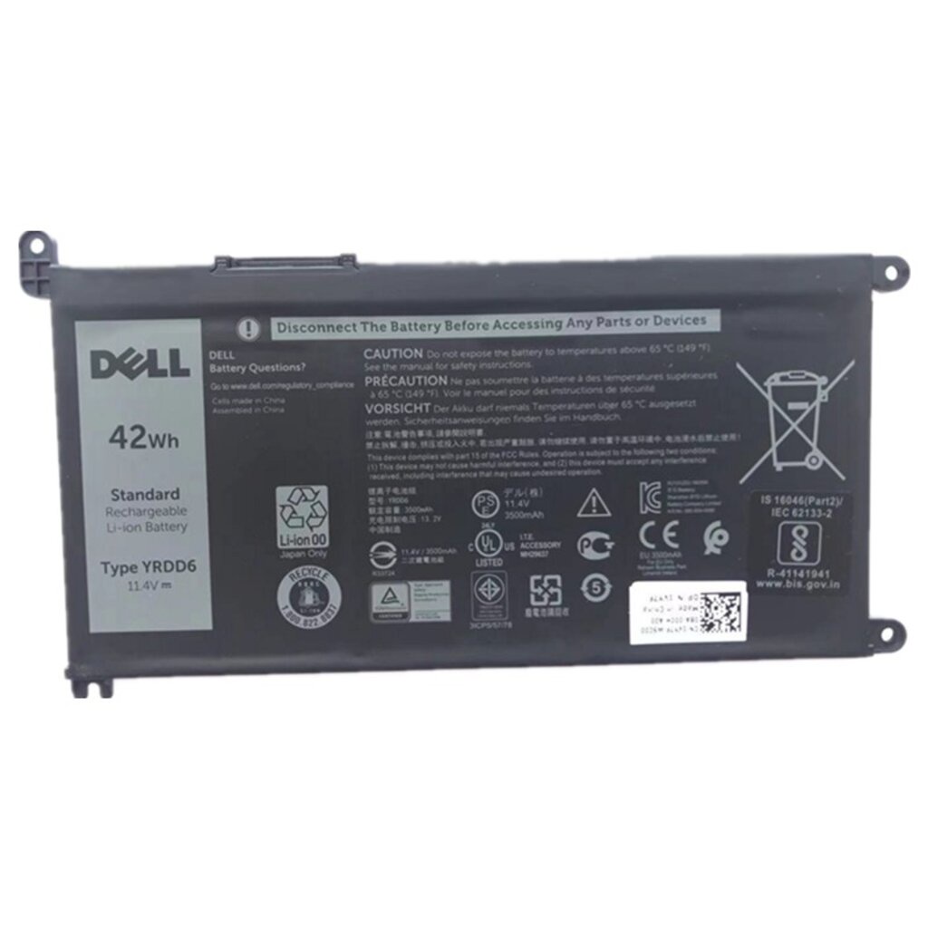 Battery DELLของแท้ YRDD6 B07DFK12MV FW8KR RRJDX 9W9MX ประกัน 6 เดือน