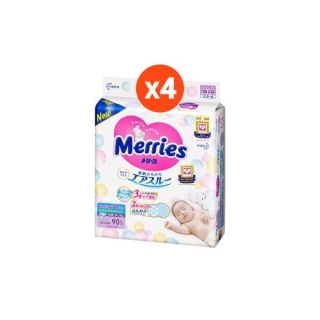 โปรโมชั่น : Merries Diaper Tap 90pcs. x4 Size NB เมอร์รี่ส์ ผ้าอ้อมเด็ก ชนิด เทป