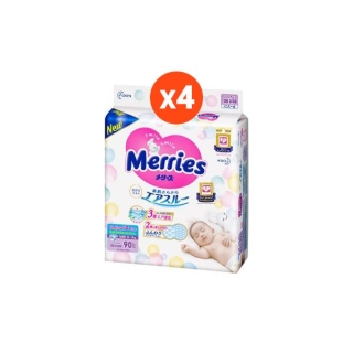 Merries Diaper Tap 90pcs. x4 Size NB เมอร์รี่ส์ ผ้าอ้อมเด็ก ชนิด เทป