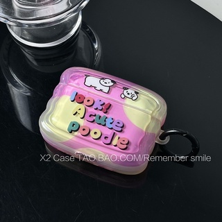 เคสหูฟังบลูทูธไร้สาย กึ่งโปร่งใส ลายสุนัข สีชมพู สไตล์เกาหลี สําหรับ Airpods 3 1 2