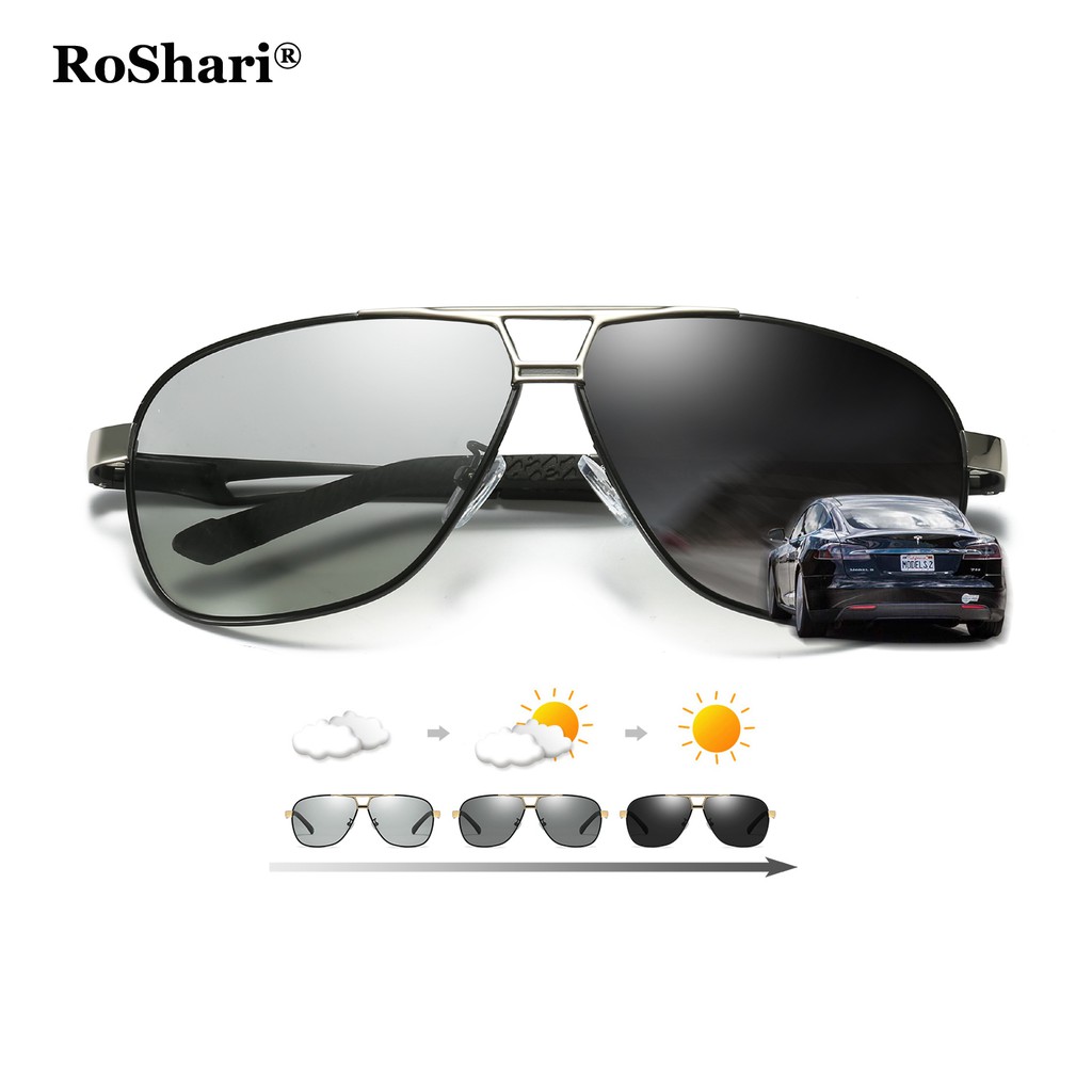 ROSHARI แว่นตากันแดด Photochromic เลนส์โพลาไรซ์ สําหรับผู้ชาย A82