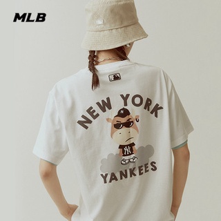 พร้อมส่ง Mlb เสื้อยืดแขนสั้นทรงหลวมสีขาววัวสําหรับผู้ชายและผู้หญิง Tsc