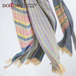 DoiTung Scarf Natural Dyed - Mixed Stripe, Blue (50x200 cm.) ผ้าพันคอ ทอมือ สีย้อมธรรมชาติ ดอยตุง