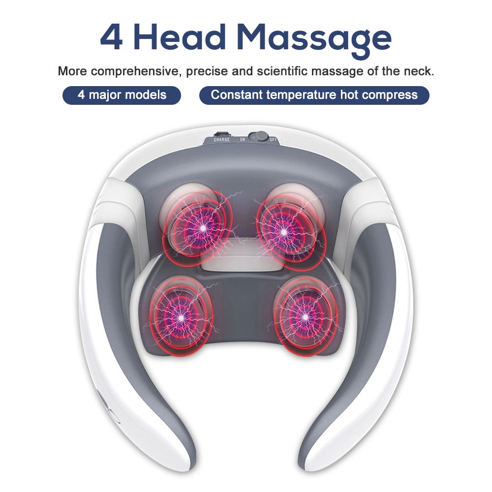 เครื่องนวด4 Modes Electric Neck Massager Neck Ulse Back Ower Control ...