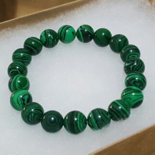 สร้อยข้อมือหิน Malachite man made grade AA+ 10mm