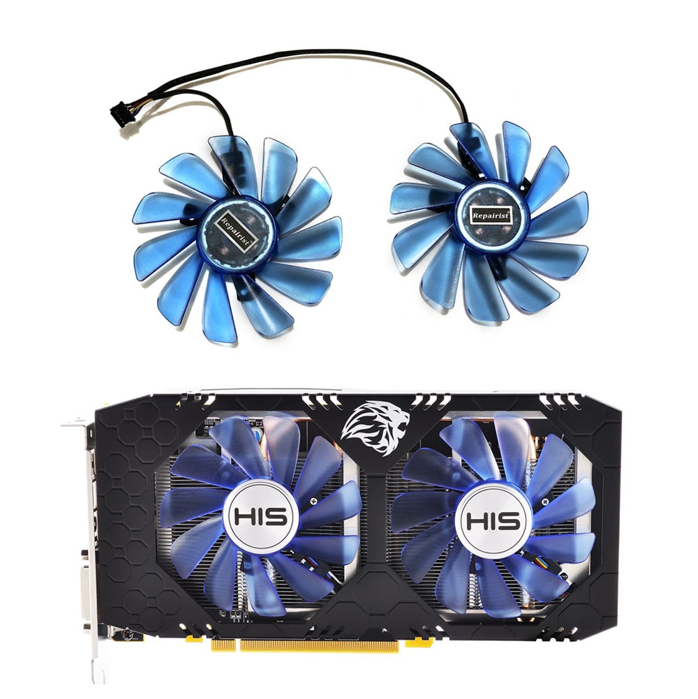 2csSet FDC10U12S9C RX480 GU VGA Alternative Fan For HIS RX 570 RX470 ...