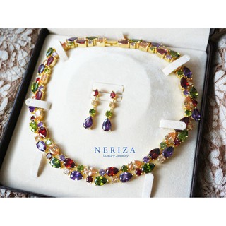 Neriza Jewelry/ชุดเครื่องประดับเพชรสังเคราะห์ ประกายไฟเทียบเท่าเพชรแท้ เครื่องประดับเจ้าสาว จัดส่งฟรีNZC015