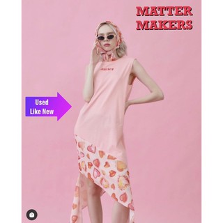 แท้ 💯% Used Matter Maker Jersey Dress with Matter Heart Print size L เดรส สีชมพูตัดต่อผ้าลายหัวใจ