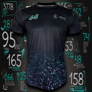 เสื้อยืดคอกลม ฟอร์มูลาวัน ทีม AMG PETRONAS F1 TEAM เสื้อยืดทีม เอเอ็มจี ปีโตรนาส #FM0040 รุ่น LEWIS HAMILTON ไซส์ S-3XL