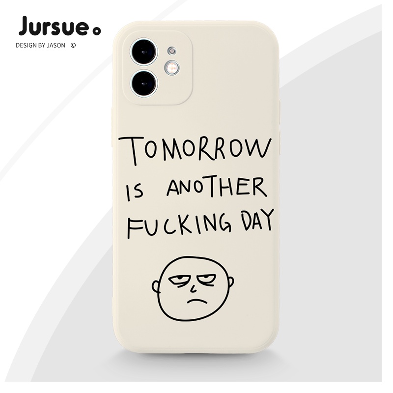 JURSUE เคสไอโฟน เคสซิลิโคนนุ่มขอบเหลี่ยมกันกระแทกการ์ตูนตลก เคสโทรศัพท์ สำหรับ Compatible for iPhone 16 15 14 13 12 11 Pro Max SE 2020 X XR XS 8 7 Plus พลัส XYA1380