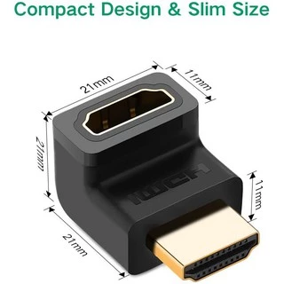 UGREEN HDMI Male to Female Adapter Down พอร์ตเตอร์ ตัวผู้เป็นตัวเมีย 270 องศา รุ่น 20110 ต่อจอ HDMI Support 4K, 3D, TV