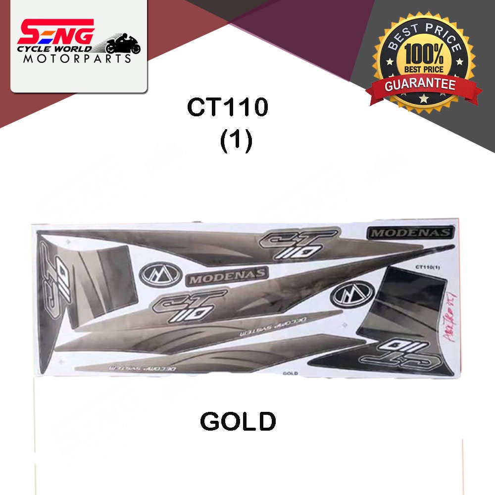 MODENAS CT110 (1) BODY STICKER SET-GOLD