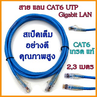 อย่างดี !!!!! UTP CAT6 2 / 3 เมตร ( ภายใน ) สายแลน สาย Lan CAT6 แท้  Lan Cable หัวสำเร็จ พร้อมส่ง