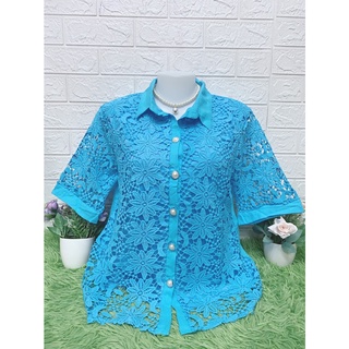 เสื้อลูกไม้ คอปก มีซับใน รอบอก 38-42 นิ้ว #เสื้อสาวอวบ #เสื้อ