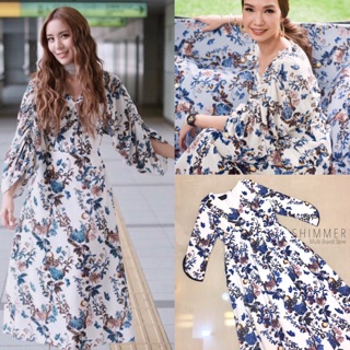 Maxy dress คอวี แขนสามส่วนกุ๊นขอบ