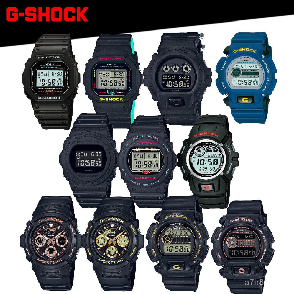 ใหม่Casio G-Shock นาฬิกาข้อมือผู้ชาย สีดำด้าน สายเรซิ่น รุ่น DW-6900 DW-5600 DW-5750E AW-591GBX DW-9052GBX