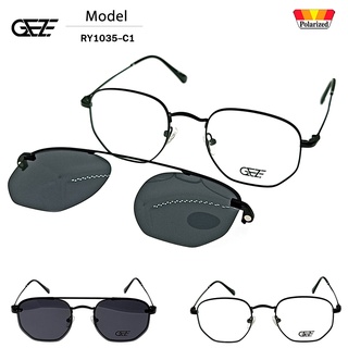 กรอบแว่นสายตา GEZE Clip-On รุ่น RY1035-C1 คลิปออนแม่เหล็ก เลนส์กันแดดPolarized มีบริการตัดเลนส์สายตา ราคาถูก