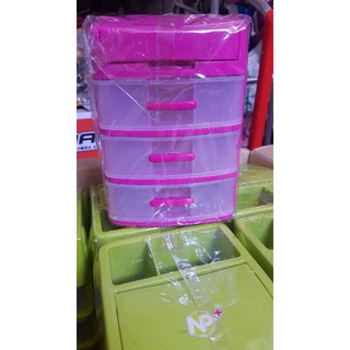 ลิ้นชักพลาสติก3ชั้นด้านบนเก็บของได้