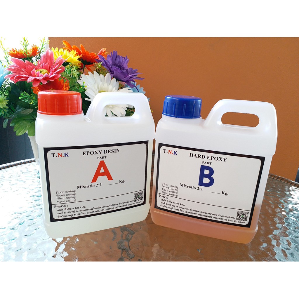 Epoxy resin เคลือบได้ 1.5 กก. (สำหรับงานไม้ โลหะ  ไฟเบอร์กลาส  เซรามิค  เทพื้นโต๊ะเรซิ่น)