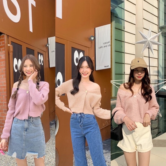 3pcs.basket "C2156" gummy cardigan