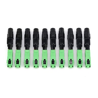 10Pcs Sc/Apc Fiber Optic Connector Embedded Single e Component Fiber Optic Quick Connector-Black + Green