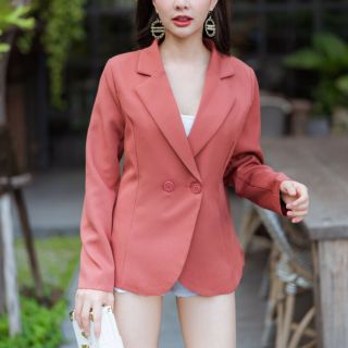 Blazer คอปกเรียบแต่ดูแพง งานผ้าอย่างดีมีซับใน ตีเกร็ดช่วงลำตัวใส่แล้วดูหุ่นเพรียวอก 38”ยาว 24เหลือง ครีม ขาว ฟ้า อิฐ ดำ