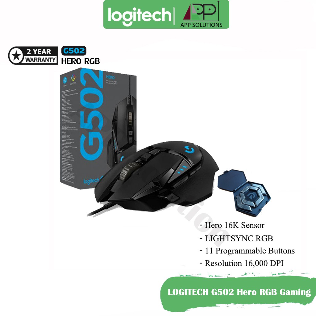 Logitech G502 Hero High Performance Gaming Mouse 25,600 DPI(เมาส์เกมมิ่ง Hero เซ็นเซอร์ ประสิทธิภาพสูง)