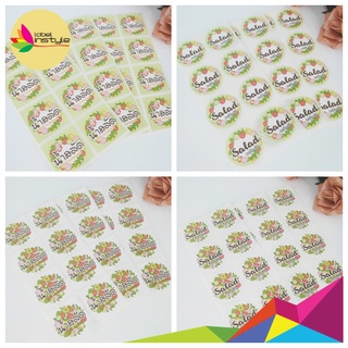 *100 ดวง* Sticker สติ๊กเกอร์ Salad สลัดผัก  น้ำสลัด สูตร Homemade 3.5 ซม.