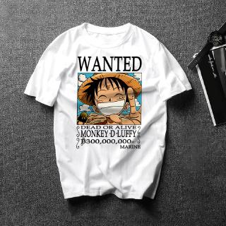 ย้อนยุคเสื้อยืดแขนสั้น คอกลม ลายการ์ตูนญี่ปุ่น One Piece Luffy Zoro สีขาว สําหรับผู้ชาย และผู้หญิงS-5XL