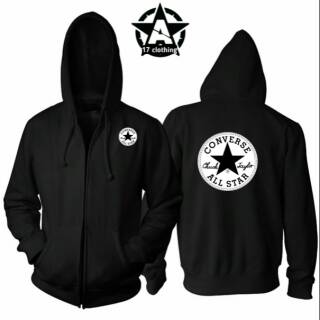 CONVERSE เสื้อแจ็กเก็ต มีซิป มีฮู้ด ลาย ALLSTAR สําหรับผู้ชาย และผู้หญิง