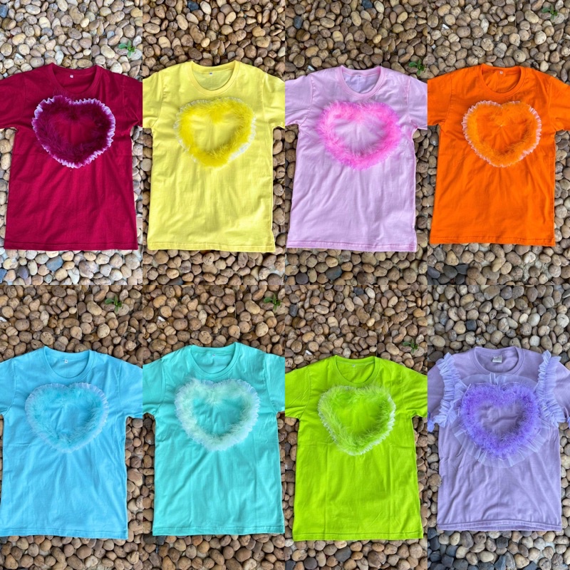 เสื้อยืดปักลายหัวใจฟรุ้งฟริ้ง ใส่เป็นเสื้อทีมได้ค่ะ สาวplus sizeใส่ได้ค่ะ❤️