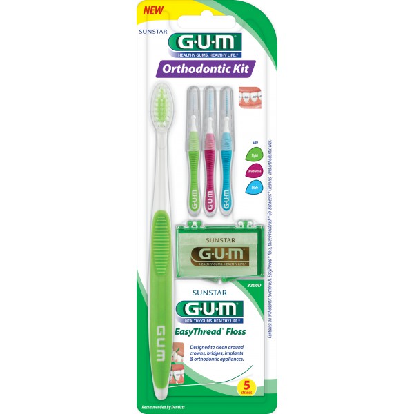 Gum Orthodontic kit เซทแปรงสีฟันจัดฟันและอุปกรณ์ดูแลช่องปากสำหรับผู้จัดฟัน