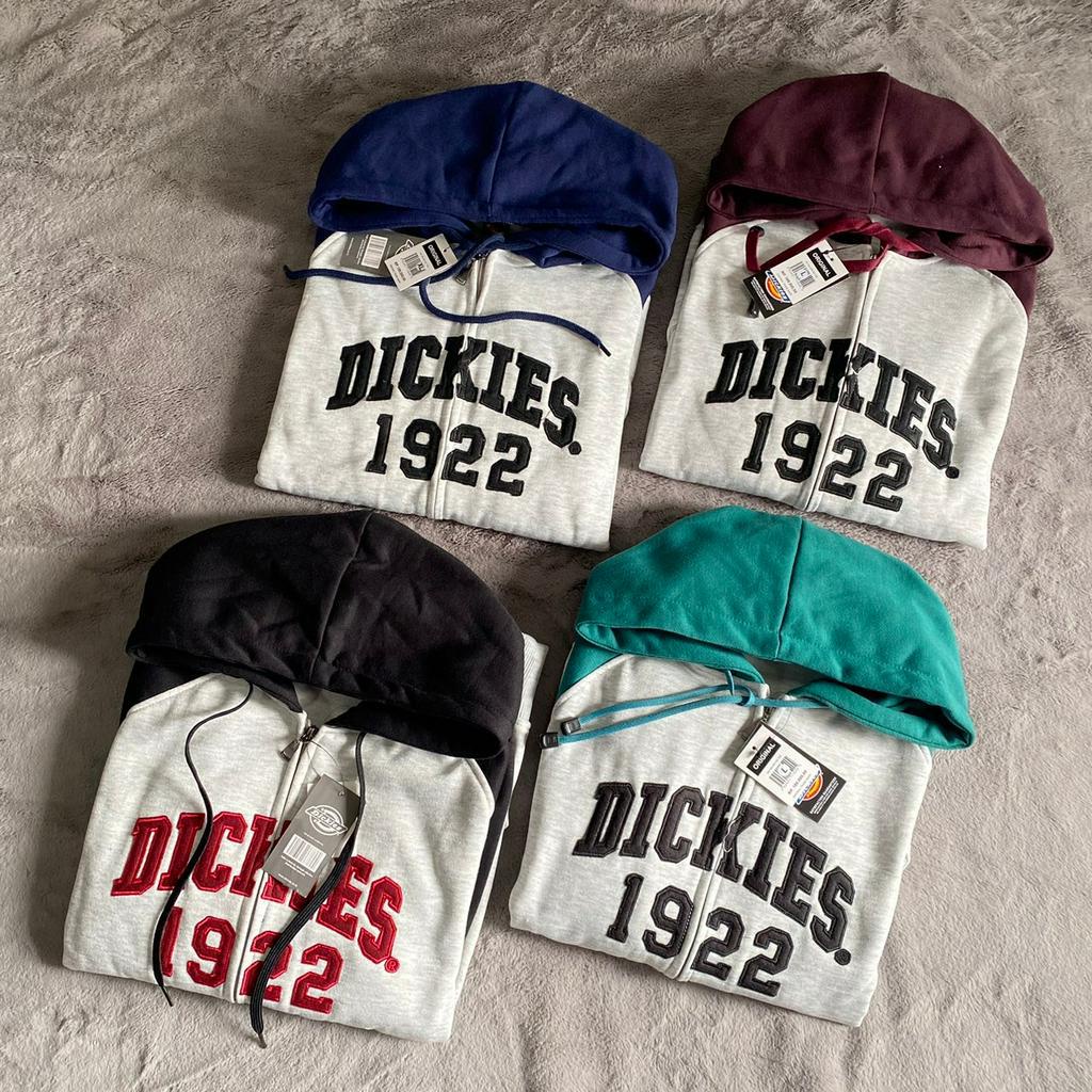 เสื้อแจ็กเก็ตกันหนาว มีฮู้ด ปักลาย Dickies 1922 สําหรับผู้ชาย และผู้หญิง