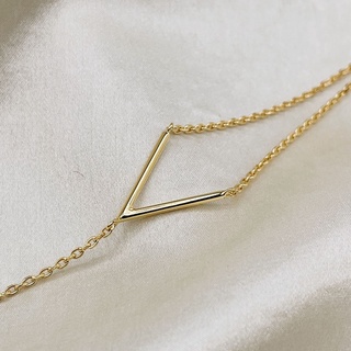 Wishbone V Bracelet, 18K Gold Plated Sterling Silver Bracelet B0015 | เงินแท้ 925 ชุบทองเเท้ 18 กะรัต