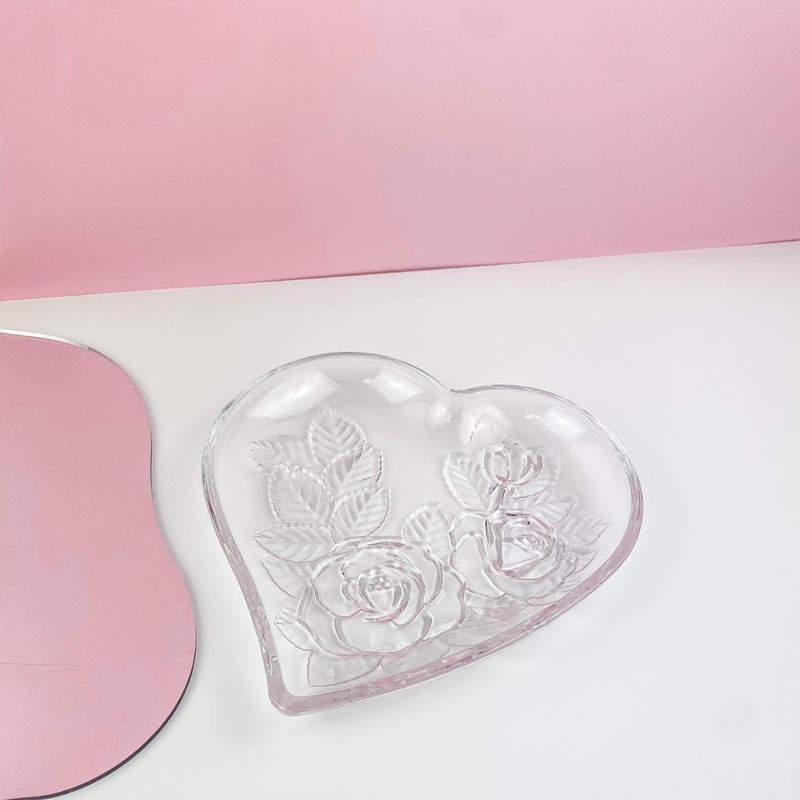 จานหัวใจ SOGA glass | Mid winter crystal rose Heart shaped plate