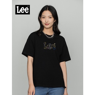 ใหม่ Lee2022 ฤดูใบไม้ผลิ/ฤดูร้อนใหม่สบาย Boyfriend Edition Multicolor หญิงพิมพ์เสื้อยืดแขนสั้น LWT0024613RT สีดำ