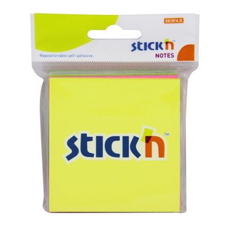 กระดาษโน้ตกาวในตัว ชนิดกาวหัว STICKN #21093 ขนาด 3x3 นิ้ว (1x3) คละสีนีออน (PC)