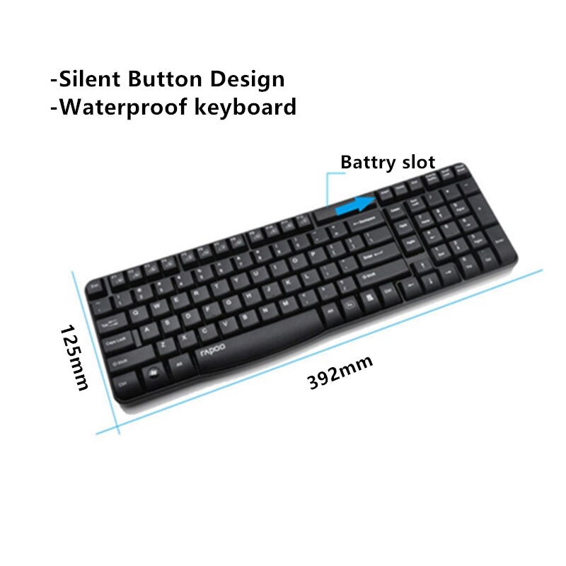 Rapoo E1050 Black Wireless Keyboard :ไทย/Eng(KB-E1050-Bk)