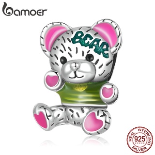 Bamoer จี้ตุ๊กตาหมีนีออน เงิน 925 อุปกรณ์เสริม สําหรับสร้อยข้อมือ สร้อยคอ SCC2231