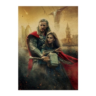 [H1589] โปสเตอร์กระดาษคราฟท์ ลายหนังนิยายวิทยาศาสตร์ Thor สไตล์เรโทร สําหรับตกแต่งหอพัก บาร์