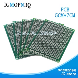 คุณภาพสูง !! 10 ชิ้น บอร์ดวงจรพิมพ์ PCB แบบสองด้าน ขนาด 5x7 ซม. diy