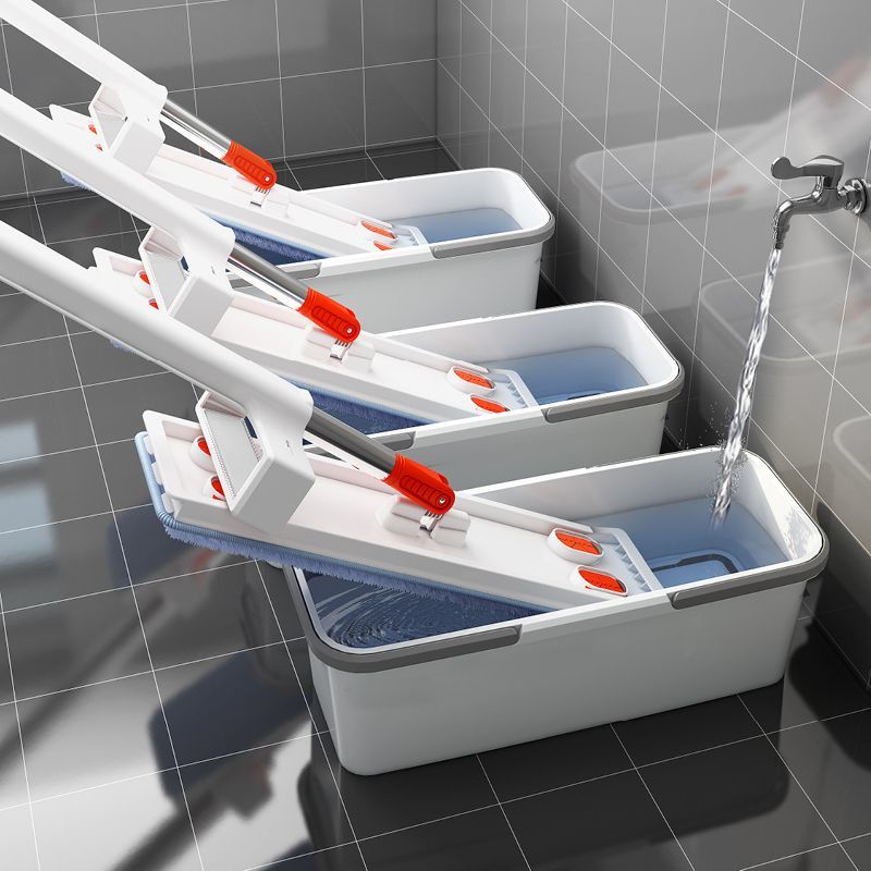 ยาว 50 ซม.Hand-Free Flat Mop ในครัวเรือนหมุน Lazy People One Mop ทําความสะอาด Mop ไม้ถูพื้นเปียกแห้ง Dual-ใช้ Mop - รูปที่ 5