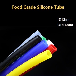 1/3Meter 12x16mm Food Grade Imported Silicone Hose Flexible Tube Drink Hose Pipe Temperature Resistance Nontoxic Environmental เกรดอาหาร นําเข้า ท่อซิลิโคน ยืดหยุ่น ท่อเครื่องดื่ม ความต้านทานอุณหภูมิ ปลอดสารพิษ สิ่งแวดล้อม